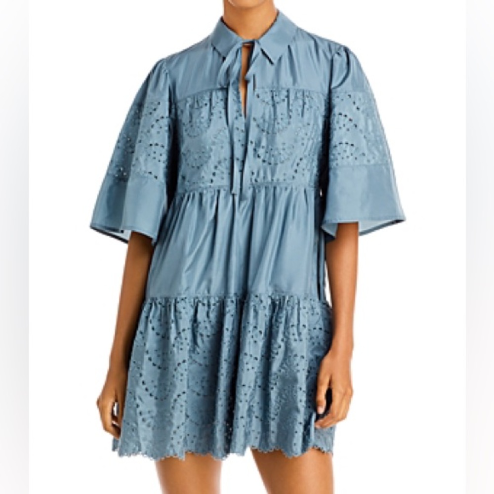 Rebecca Taylor Silk A-Line Embroidered Dress Sz 8